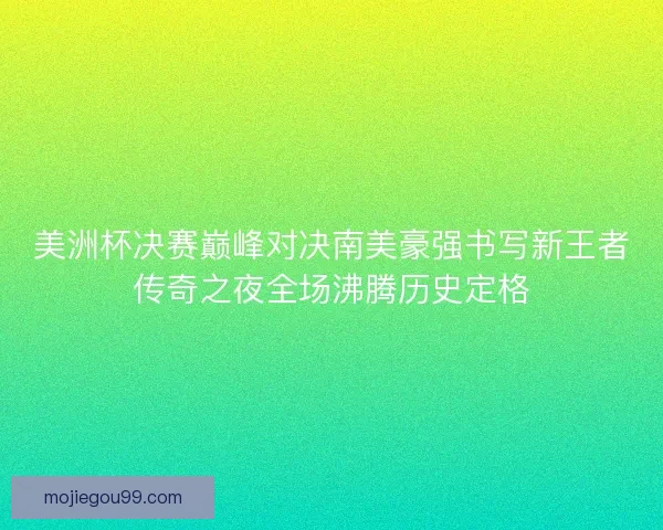 美洲杯决赛巅峰对决南美豪强书写新王者传奇之夜全场沸腾历史定格