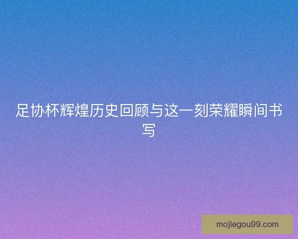 足协杯辉煌历史回顾与这一刻荣耀瞬间书写