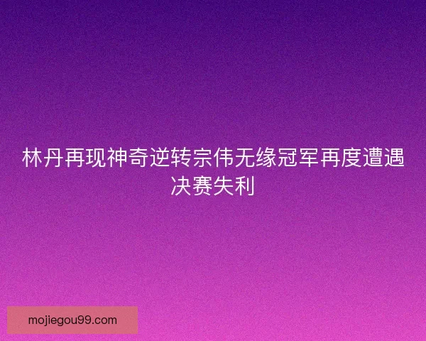 林丹再现神奇逆转宗伟无缘冠军再度遭遇决赛失利
