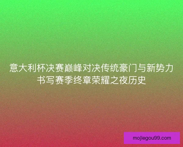 意大利杯决赛巅峰对决传统豪门与新势力书写赛季终章荣耀之夜历史