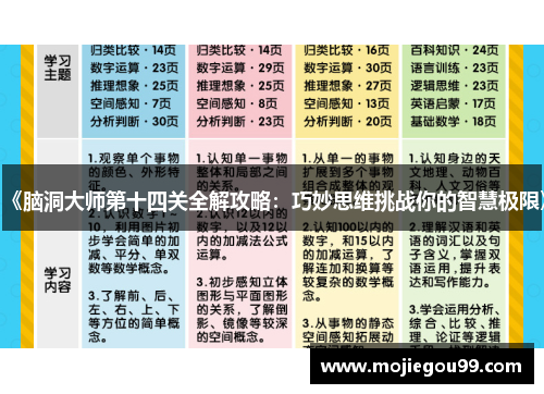 《脑洞大师第十四关全解攻略：巧妙思维挑战你的智慧极限》